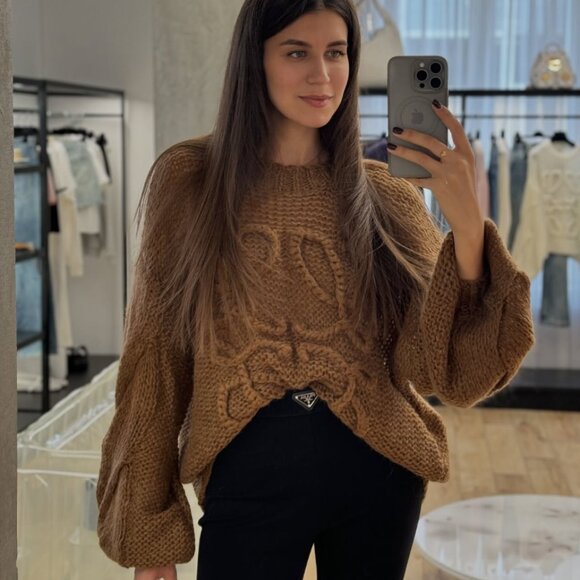 Loewe Anagram Openwork Knit Letter Combination Mohair Blend Sweater - Picture 4 of 15